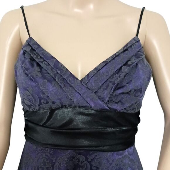 Y2K Speechless Flared Dress Sz 7 Fairy Grunge Dark Romantic HOCO Purple Brocade - Picture 2 of 16